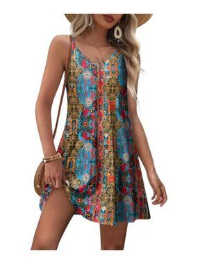 Women Spaghetti Strap Midi Dress Scoop Neck